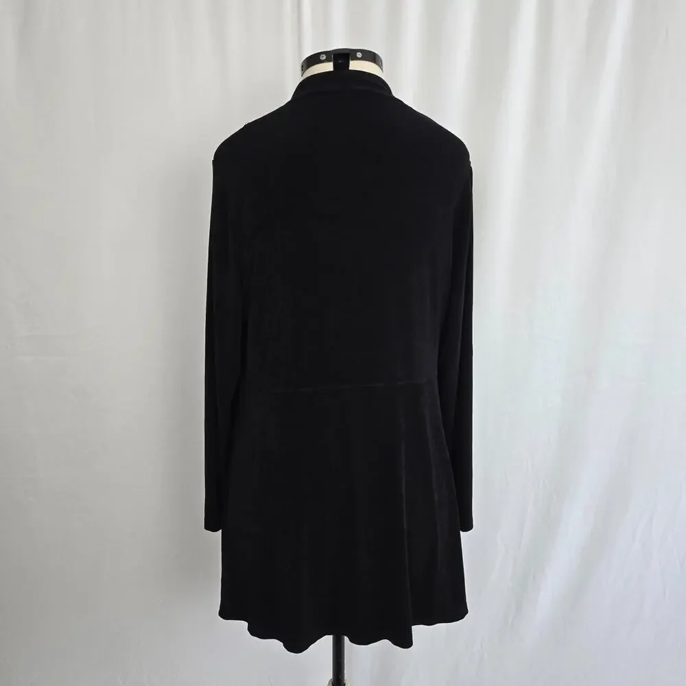 Chico's Open Cardigan Women's 16 / 18 Black Ruffles Long Sleeves